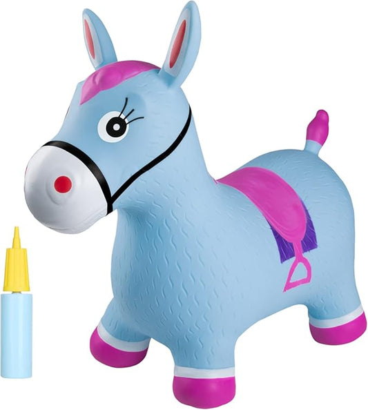 INPANY Bouncy Horse Hopper Toys, Toddlers Bouncing Farm Animals, Inflatable Jumping Hopping Horse, Ride on Rubber Bouncer for Kids, Outdoor Indoor Cool Birthday Gifts for 2 3 4 Year Old Girl Boy