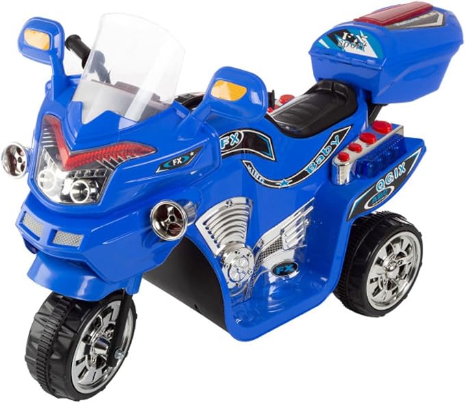 Ride on Toy, 3 Wheel Motorcycle Trike for Kids by Rockin' Rollers ? Battery Powered Ride on Toys for Boys and Girls, 3 - 6 Year Old - Blue FX