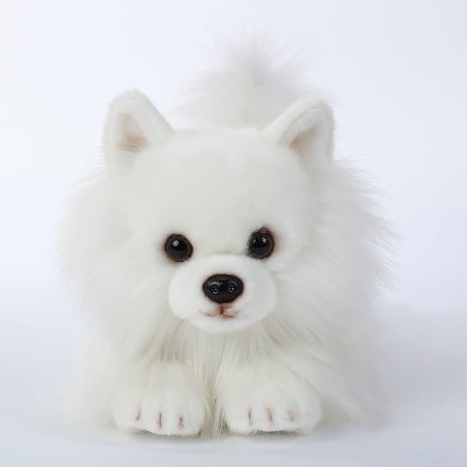 CU-MATE 16" White Plush Stuffed Animals Dog for Girls/Boys (Pomeranian)