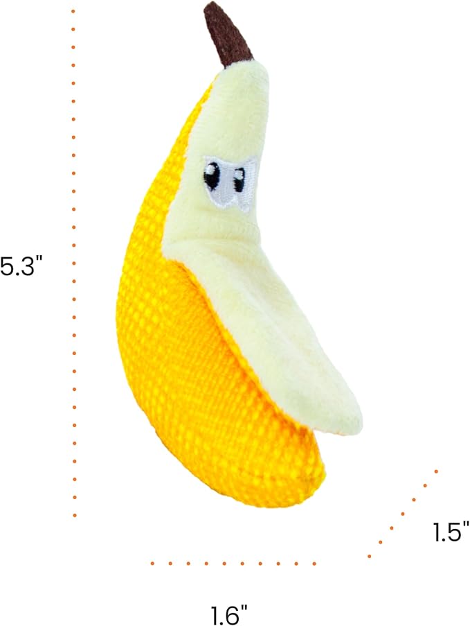 Catstages Dental Banana Cat Toy with Catnip, Dental Mesh & Crinkle Sound, Interactive Kicker for Indoor Cats & Kittens, 5.3"