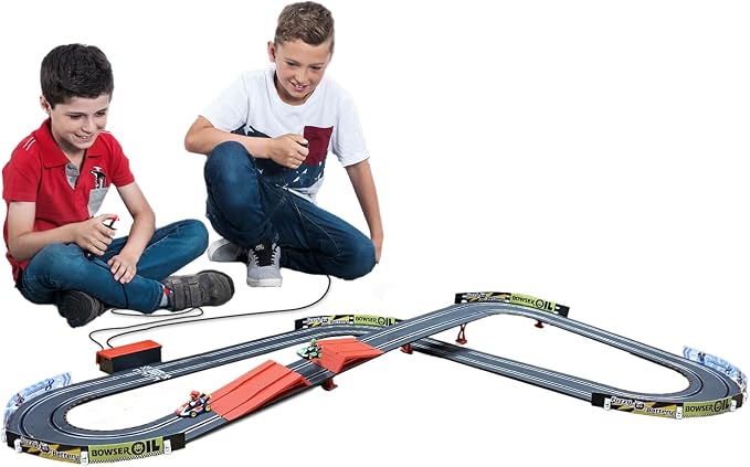 Carrera GO Mario Kart Slot Car Race Track Set - Battery Powered (Ages 5+) | Battery-powered slot car track, Mario Kart toy for kids 5+, includes Mario & Luigi cars, jump ramp, 14.1-ft track