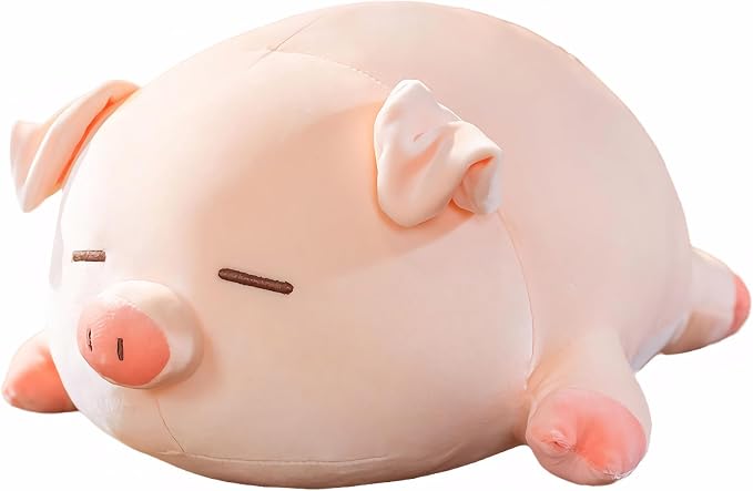 Pig Stuffed Animal Plush Pillow - 15.7'' Kawaii Soft Pig Hugging Pillow, Adorable Cuddle Plush Toy, for Kids, Girlfriend, or Adults, Perfect for Christmas and Birthdays (Squint, 15.7in)