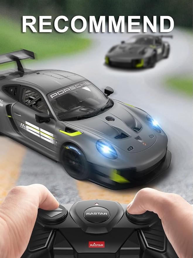 RASTAR Build Your Own RC Car Porsche 911 GT2 RS Clubsport 25 Kit, 99600 | Officially Licensed, Ideal Gift, 76PCs 1/18 RC Model Car Building Kit with Remote, DIY Decals, Openable Doors & Working Light