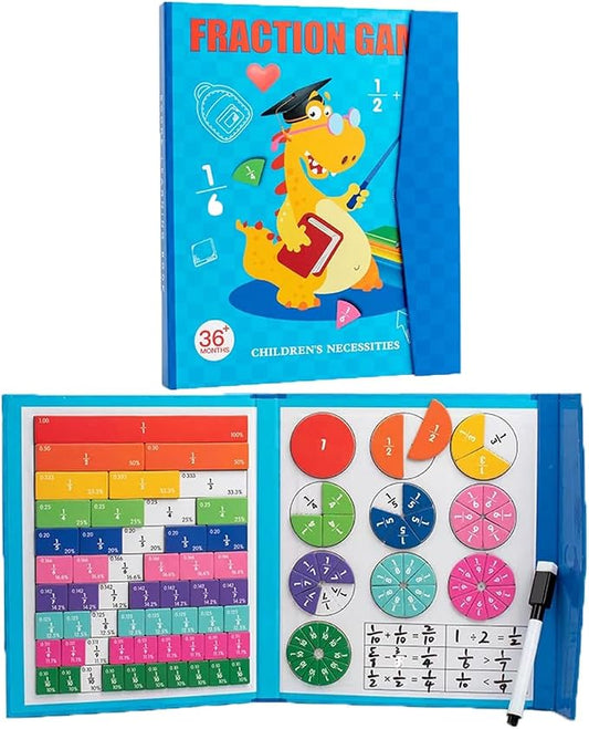 Magnetic Fraction Educational Puzzle, 110 Pcs Magnetic Fraction Puzzle for Elementary School, Fraction Circles Set, Fractions Manipulatives Learning Games, Toys for Kids Students Homeschool Supplies
