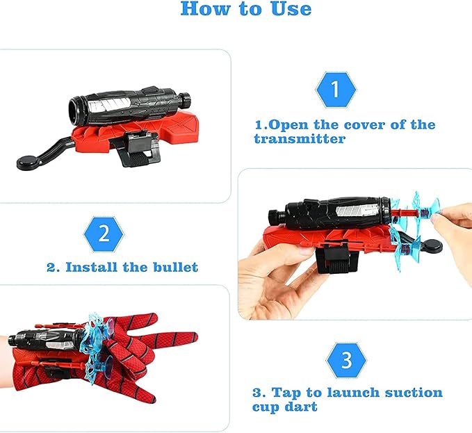 2Pcs Spider Silk Launcher Set for Kids- Can Grab Small Objects,Hero Role-Play Toy,DIY Cosplay Children's Wrist Ejection Launcher,Birthday Christmas for Kids