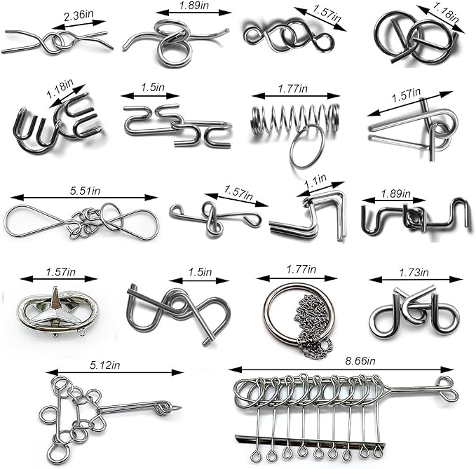 Zooshine 18 Sets Metal Brain Puzzles Teasers IQ Toys,Metal Puzzles Games for Adults Kids