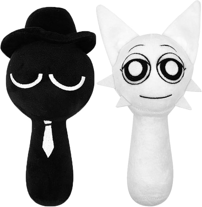 Plush Toys, Horror Games Plushies Toy for Fans, Soft Stuffed Animal Pillow Figure Doll Christmas Birthday Gifts for Adult Kids (Black+White)
