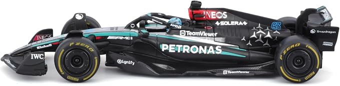 Bburago 1:43 Scale 2024 Formula Race Mercedes W15 Diecast Vehicle with Helmet, Russell #63