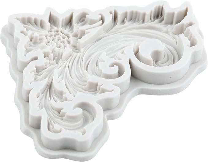 Baroque Scroll Relief Polymer Clay Molds Curlicues Scroll Lace Filigree Silicone Mold for Epoxy Resin Casting DIY Crafts Air Dry Polymer Crafts Supplies Clay Tools