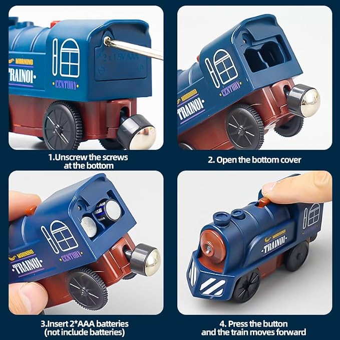 Train Toy Set for Kids Ages 3-8 | 95PCS Magnetic Electric Train Set with Tracks & Light-Up Traffic Light | Battery Powered, Compatible with Thomas, Brio