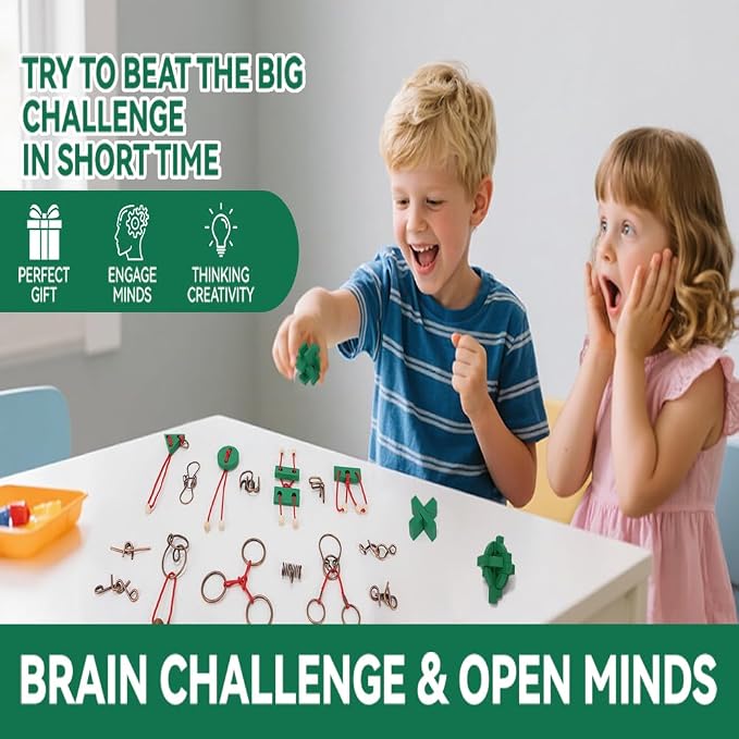 24 Pcs Brain Teaser Puzzles for Adults Teens - Wooden Puzzles 3D Puzzle Game Toys for Adults Teens - Unlock Interlocking Puzzle Adult IQ Education Smart Toys