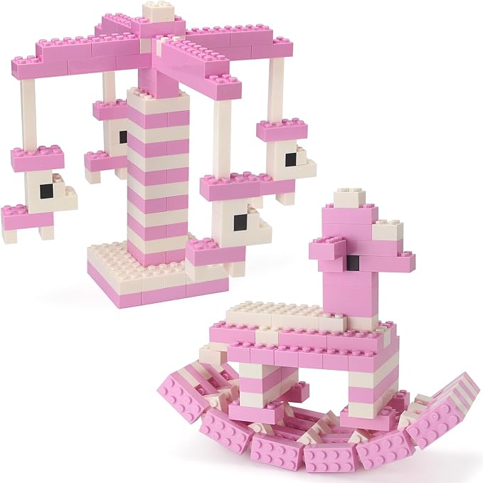 2x4 Bricks 320 Pieces Bright Pink Parts Classic Building kit Girls Boys Kids Set Basic Blocks Toy Compatible with 3001 Major Brands