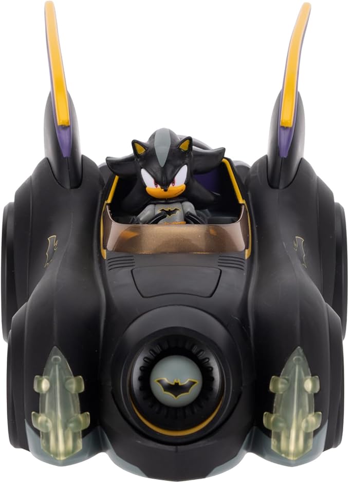 DC X Sonic Batmobile Shadow-fied! with Cool 2.5 Inch Shadow Action Figure as Batman, from the DC x Sonic the Hedgehog Comic Book Series - A Collector's Must Have!