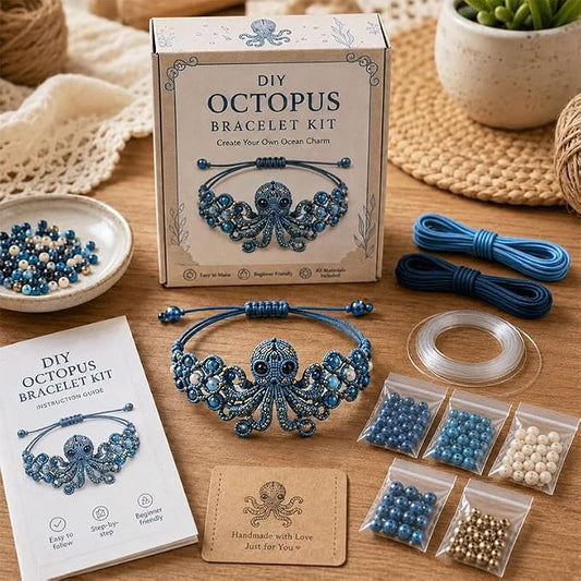 DIY Beaded Bracelet Making Kit, Beginner-Friendly Beaded Bracelet Animal Making Kit, Three-Dimensional Beadwork Jewelry Craft Kit with Full-Color Instruction Sheet, for Craft Lover (Octopus)