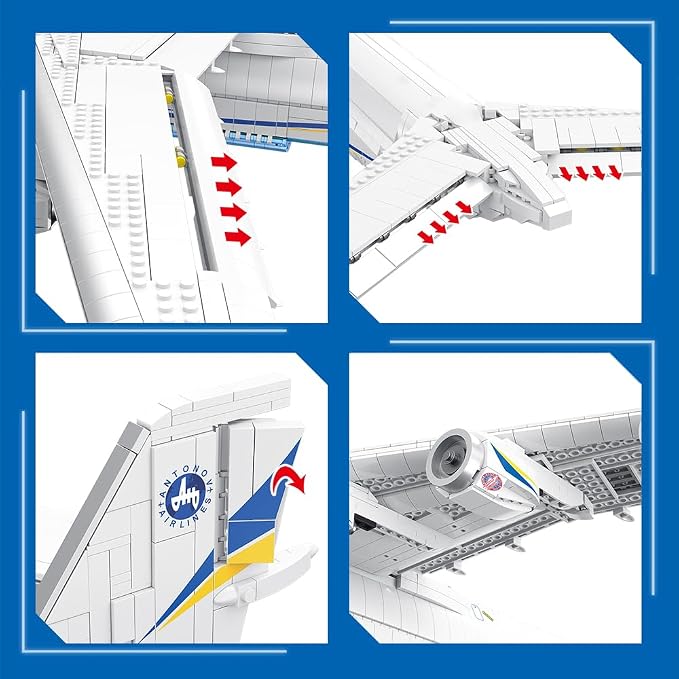 Antonov An-225 Technik 1:84 Large Transport Aircraft Building Blocks Set, 5350 Pieces MOC Airplane Model Building Kit, Military Fans Model- Collection Gift for Adult