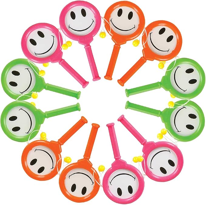 ArtCreativity Smile Hand Drums, Set of 12, Musical Toys for Kids in Assorted Colors, Easy to Play Musical Instruments for Children, Noisemakers for Parties, Music Party Favors and Goodie Bag Fillers
