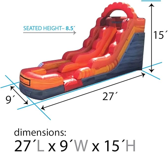TentandTable Inflatable Water Slide for Kids and Adults, Commercial Grade Giant Blow Up Backyard Water Fun, Includes Electric Air Blower, 27' L x 9' W x 15' H, Fire Marble