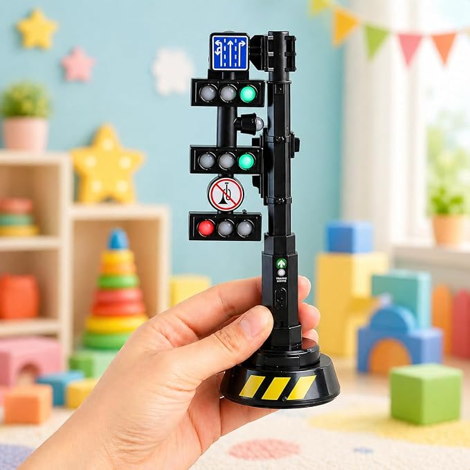 jarbins Stoplight Toy with Sounds, Red Yellow Green Light Learning Toy for Kids Pretend Play, Mini Stop Light Toy for Road Rules Learning, Classroom Activities, Toy Car Scenes, Dollhouse Display Prop
