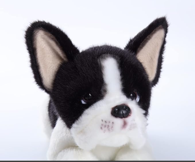CU-MATE 15.7'' French Bulldog Dog Stuffed Animal Simulation-Realistic & Lifelike Soft Handmade Lying Dog Plush Toy Puppy -Present Gift for Boys and Girls