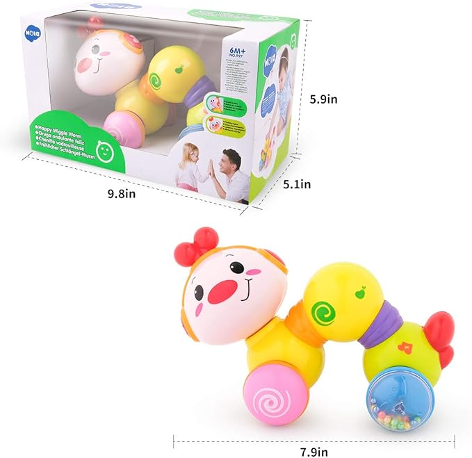 Vanmor Baby Toys 6-12 Months, Crawling Developmental Toy for Babies, Press & Go Musical Caterpillar with Lights, Sensory Tummy Time Toy Encourages Crawling & Motor Skills