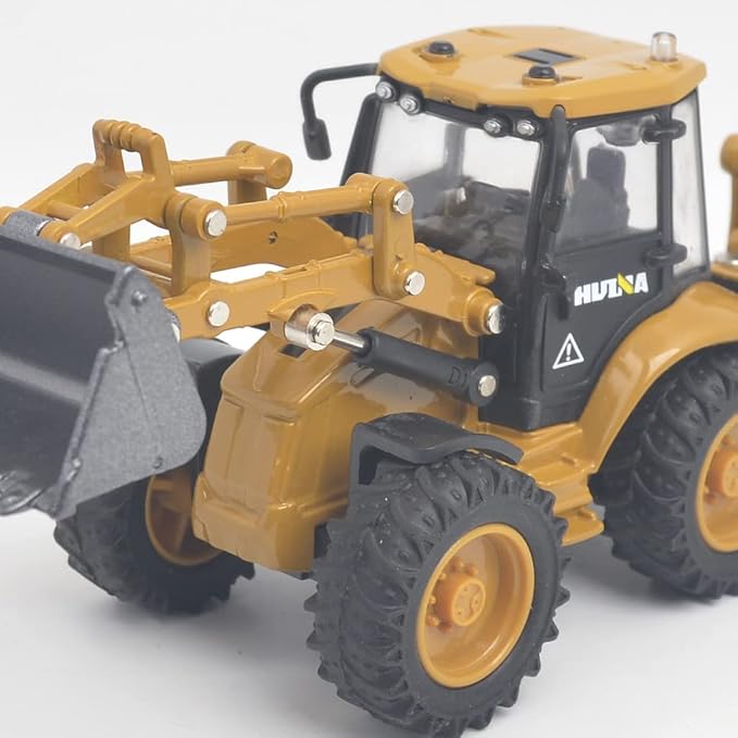 Ailejia Die-cast Backhoe Loader Excavator Truck Toys Heavy Duty Wheeled 1/50 Metal Engineering Vehicle Construction Tractor Model Toy for Boys (Backhoe)
