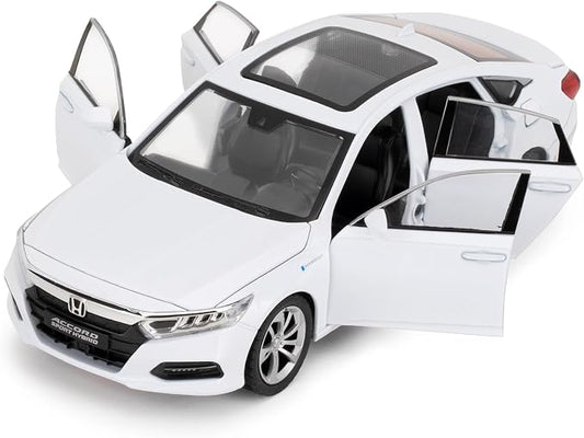 WAKAKAC Toy Cars Compatible for 1:24 Accord Model Cars, Pull Back Die-cast Vehicles with Sounds＆Lights for Kids Boys Girls and Adults, Gift White