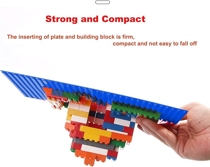 LVHERO Classic Baseplates Building Plates for Building Bricks 100% Compatible with All Major Brands-Baseplate, 10in x 10in, Pack of 8 (Blue)