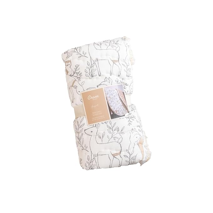 Crane Baby Play Mat, Floor Mat for Babies and Toddlers, 40" x 40", Woodland Animals
