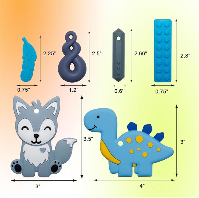 Chew Necklaces for Sensory Kids, Sensory Toys for Kids with Autism, ADHD, SPD, 6 Pack Chewy Necklace for Anxiety Fidgeting Relief