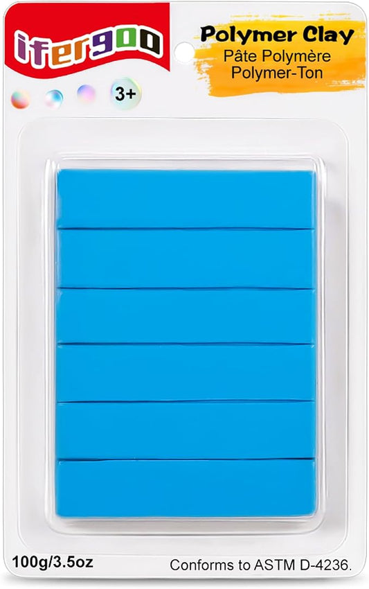 ifergoo Polymer Clay, 100g Modeling Oven Baked Model Clay for Sculpting, DIY, Artistic Creation & School Projects, Great for Kids and Adult (Blue)