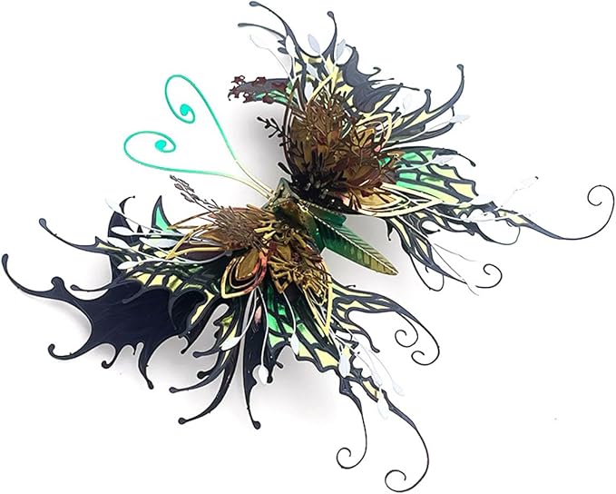 3D Metal Butterfly Puzzle for Adults, 50PCS Steampunk Mechanical Insect Model Kit, No Glue Snap-Fit Assembly, Iridescent Wing Design, Desktop Sculpture