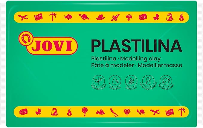 Jovi - Modeling Clay, 3 Pounds Total, 4 Non-Hardening Bars, 0.77 lb Each, Arts and Crafts Non-Toxic and Gluten Free Plasticine (Light Green)