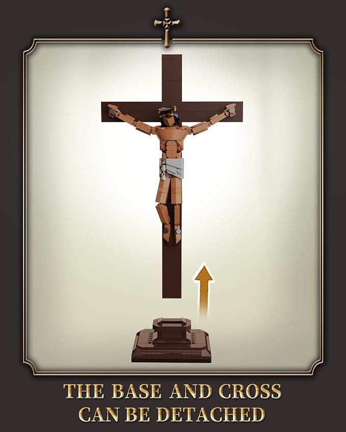 Jesus Crucifixion Building Blocks Set, Compatible Lego Religious Christian Toy Gift for Adults & Kids, Bible Story Model for Home Church Office Decor, 588 PCS