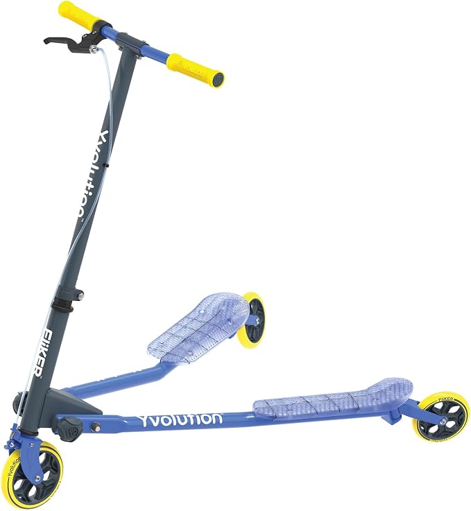 Yvolution Fliker A3 Drift Scooter, 3 Wheels Kids Wiggle Scooter, Foldable, Handbrake, Caster Wheels, for Boys and Girls Aged 7+ Years Old, Max Weight 175lbs