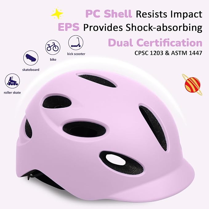 Kids/Youth Bike Helmet for Boys Girls and Teens, Adjustable and Multi-Sport for Bicycle, Kick Scooter, Skateboard, Roller/Inline Skate