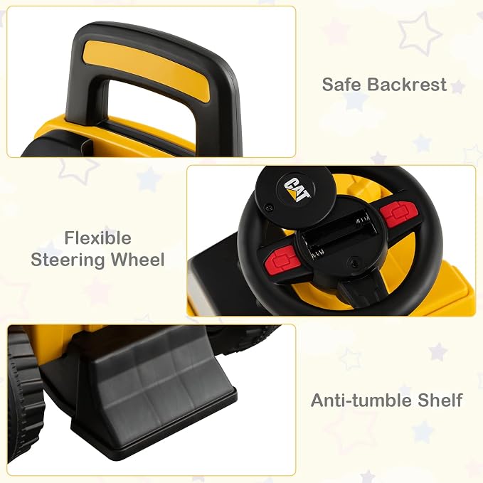 Costzon Ride on Excavator, Licensed Caterpillar Kids Excavator Digger w/Rotatable Digging Bucket, Under-seat Storage, Construction Vehicles for Kids, Ride on Toys for Toddlers 1-3 Gift (Digger)