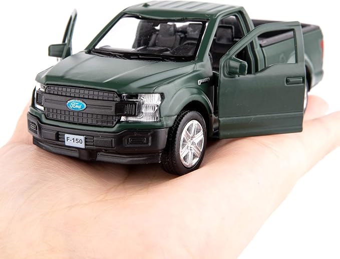 TGRCM-CZ 1/36 Scale Ford F150 Pickup Truck Casting Car Model, Zinc Alloy Toy Car for Kids, Pull Back Vehicles Toy Car for Toddlers Kids Boys Girls (Dark Green)