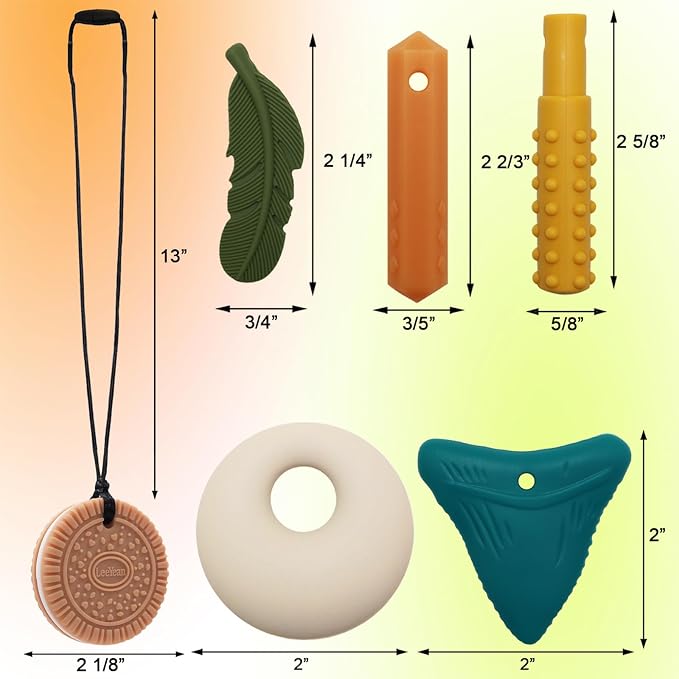 Chew Necklaces for Sensory Kids, Sensory Chewy Toys for Boys with Autism, ADHD, SPD, Chewing, Silicone Chewing Necklace Reduce Adult Anxiety Fidgeting