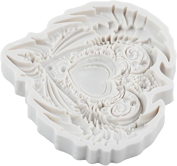 Heart Wing Polymer Clay Molds Baroque Heart Shape Wing Silicone Mold for Epoxy Resin Casting DIY Crafts Air Dry Polymer Crafts Supplies Clay Tools