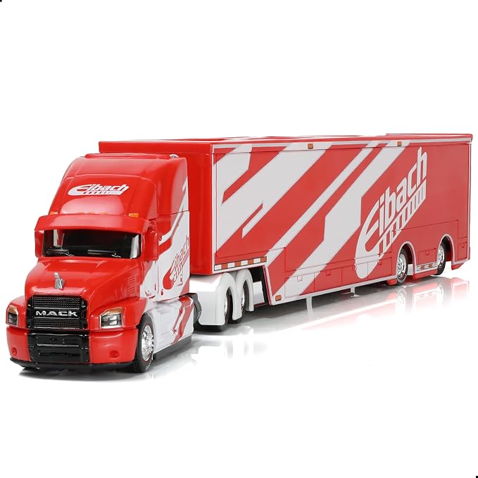 Semi Truck Toy with Trailer, 1/64 Scale Alloy Metal Diecast Heavy Semi Truck Trailer Head Toy Model, MAx Diecast Tow Traktor Gift for Boy Adult Model Car Collector -Redwhite