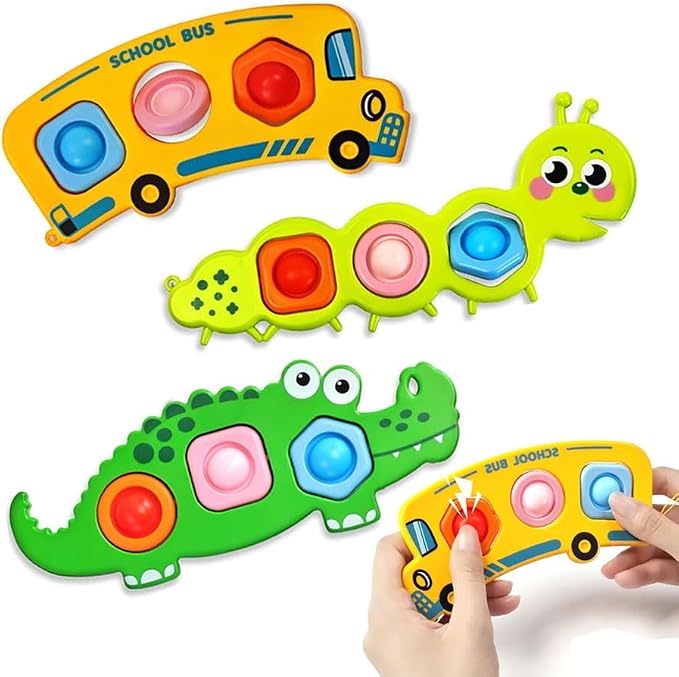 3PCS Fidget Popper Sensory Toys Airplane Travel Activities for Toddlers | Kids Sensory Push Strips , Popping Bubbles Montessori Busy Toy, fidget toys, toddler travel toys, Classroom Gifts for Kids