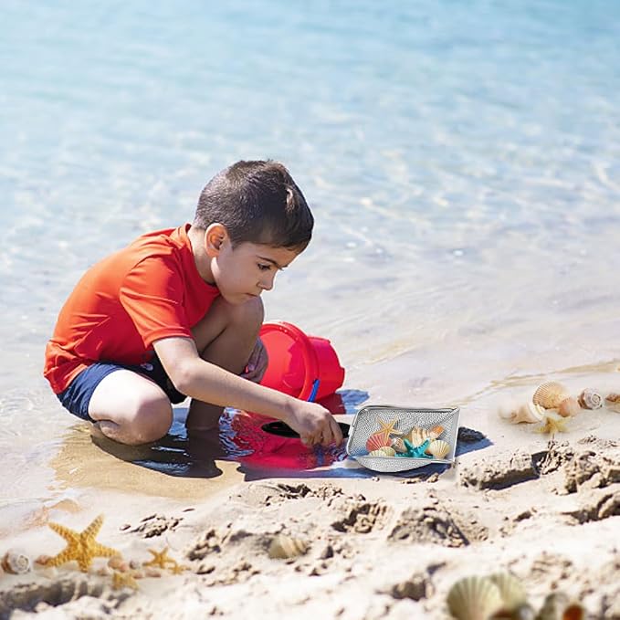 Beach Mesh Shovel, Shark Tooth Sifter Dipper for Shell Collecting, Kids Filter Sand Scooper for Picking Up Shells - Beach Snow Toys for Kids (Black)