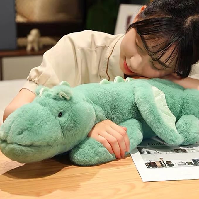 51.2" Green Dragon Stuffed Animal,Giant Soft Dinosaur Plush for Kids and Adults, Sturdy Fluffy Plushie Pillow