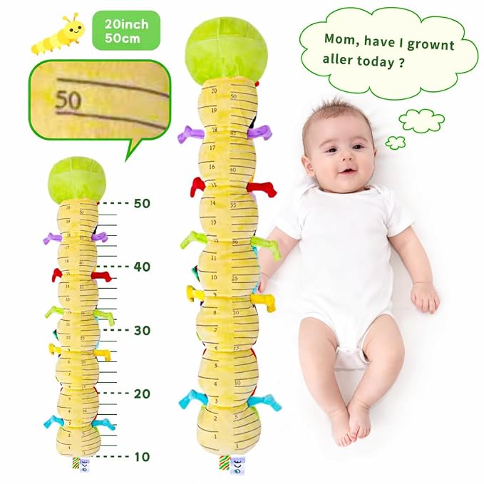 2026 Soft Plush Caterpillar Baby Musical Toy for 0-12 Months Newborn Tummy Time Training, Infant Sensory Stuffed Doll with Rattle, Crinkle Paper & Mirror, Unisex Baby Shower Gift for Boys Girls