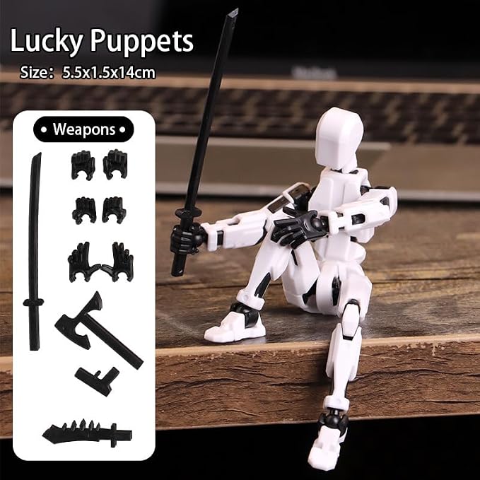 Dumwick Assembly Completed Titan 13 Action Figure Set,Titan 13 Robot Action Figures 3D Printed Multi Jointed Movable,Nova 13 Action Figure,Decorations for Action Figures (White,1pc)