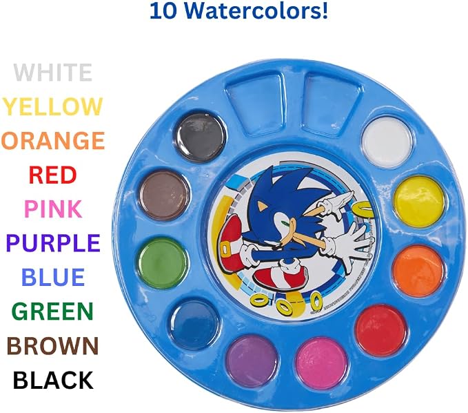 Innovative Designs Sonic the Hedgehog Creativity Fun Kids Art Set for Coloring, Painting, and Crafts