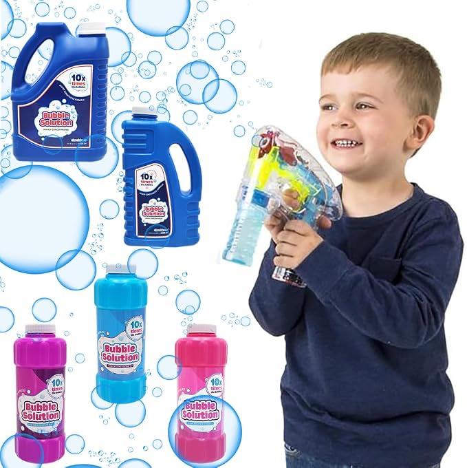 16 oz Concentrated Blue Bubble Solution Bottle with Handle, Refills up to 1.25 Gallons, Non-Toxic Concentrated Solution for Bubble Machines, Giant Bubble Wands, Bubble Gun and Blowers (2-Pack)