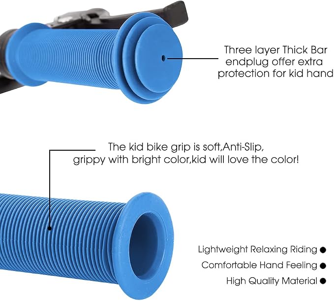 Kids Bike Grips - 105mm Bicycle Handlebar Grips With Mushroom Pattern for Bikes, Balance Bikes, and Kick Scooters