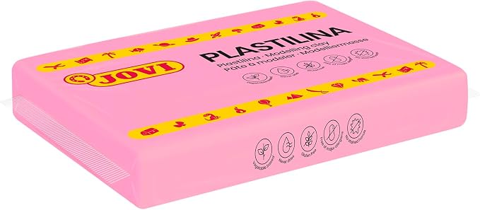 Jovi Modeling Clay, 3 Pounds Total, 4 Non-Drying Bars, 0.77 lb Each, Arts and Crafts, Non-Toxic and Gluten Free plasticine (Pink)