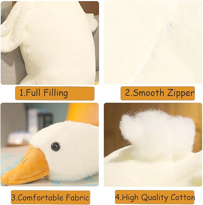 19.5 Inches Goose Stuffed Animal Stuffed Goose Plush White Swan Throw Pillow Toy (White, 19.5")